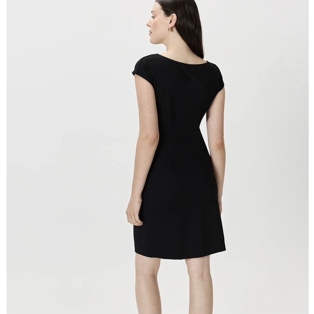 Quince Ultra-Stretch Ponte Cap Sleeve Sheath Dress Black Small Office Chic NWT - Picture 3 of 12